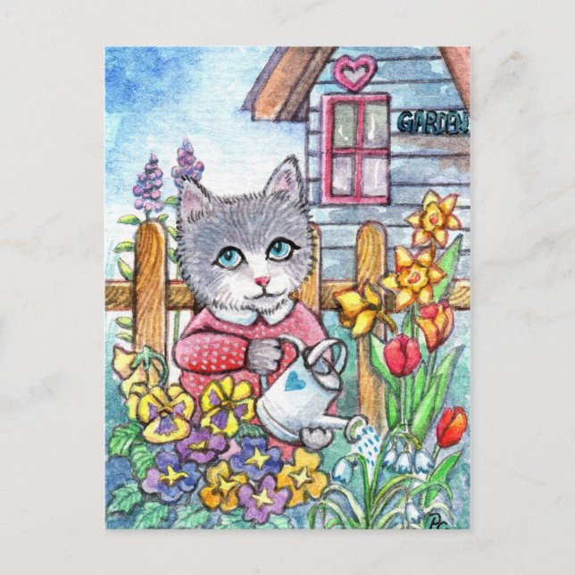 Postal Jardín de primavera (Anverso)