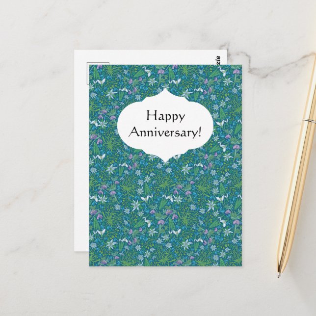 Postal Jardín de primavera Día de la Madre Azul Púrpura B (Anverso/Reverso In Situ)