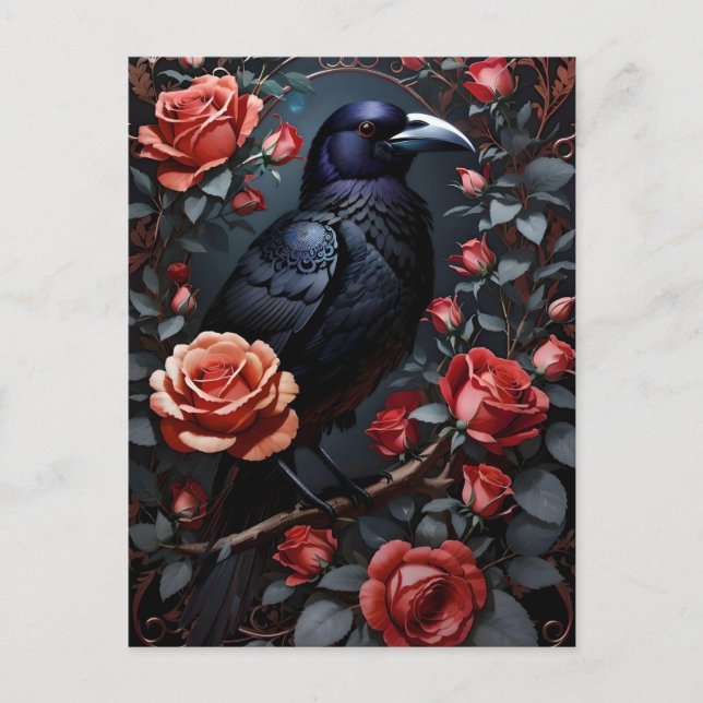 Postal Jardín de Rosa de Raven Negro (Anverso)