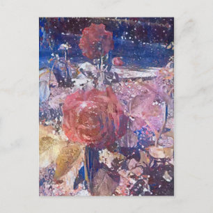 Postal jardín de rosas de medianoche Póster
