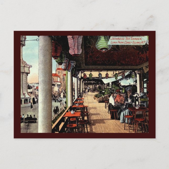Postal Jardín de té japonés, isla de Coney, añada NY 1912 (Anverso)