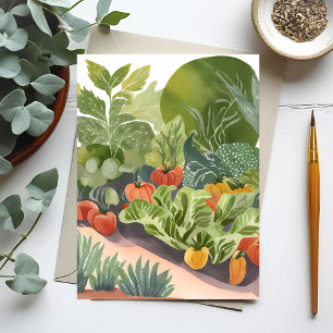 Postal Jardín de Verduras   Pintura Acuarela