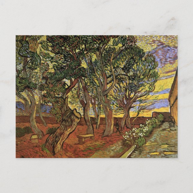 Postal Jardín del Hospital Saint-Paul por Vincent van Gog (Anverso)