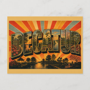 Postal Jardín del río Decatur Alabama Arte Vintage