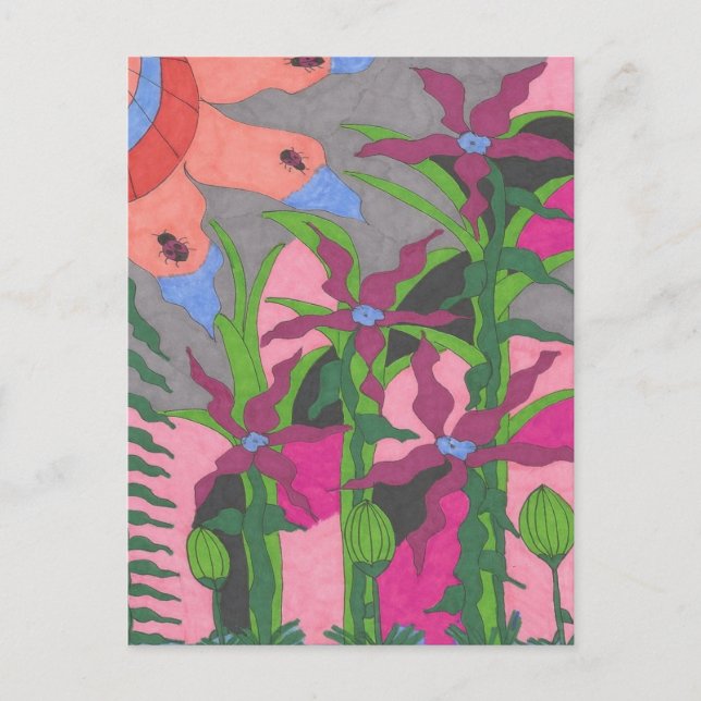 Postal Jardín en Crepúsculo (Anverso)