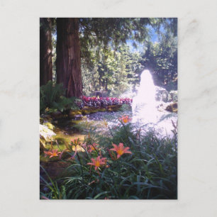 Postal Jardín Escénico y Fuente de Agua