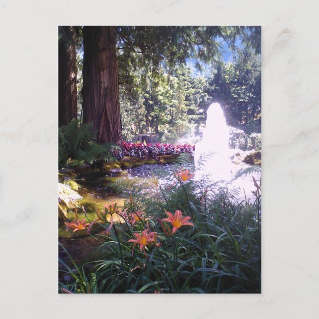 Postal Jardín Escénico y Fuente de Agua (Anverso)