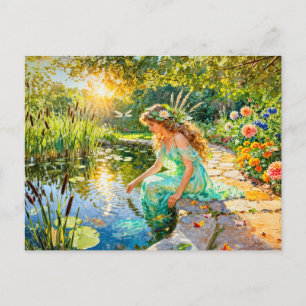 Postal Jardín Estanque de la Diosa Griega Naiade