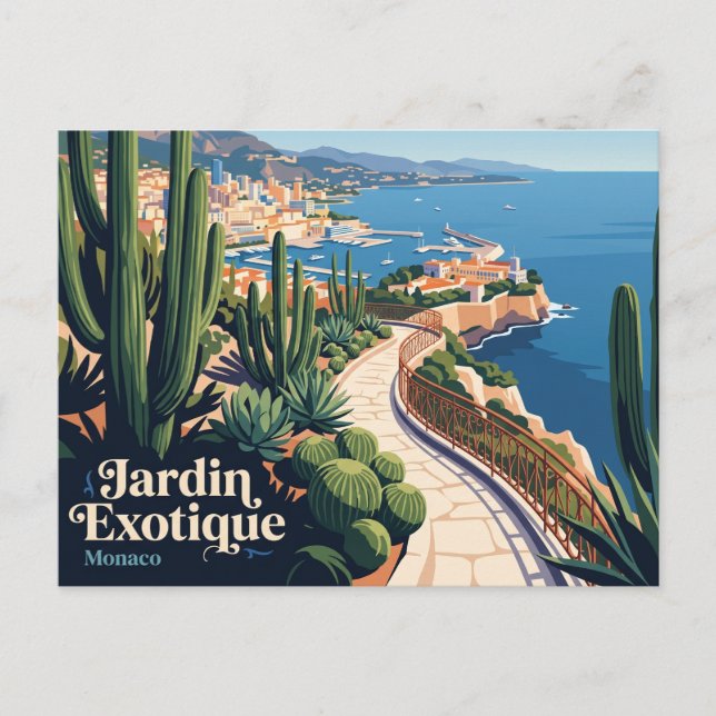 Postal Jardín Exótico (Jardin Exotique) Mónaco (Anverso)