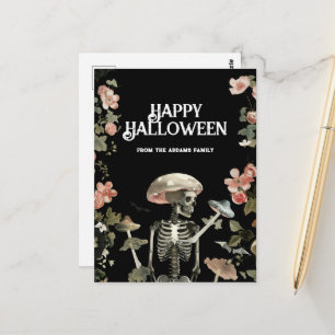 Postal Jardín Floral de Esqueleto Embrujado Feliz Hallowe