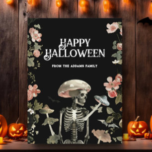 Postal Jardín Floral de Esqueleto Embrujado Feliz Hallowe