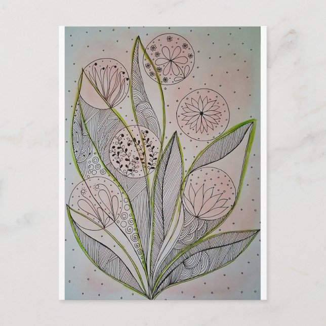 Postal Jardín Floral Medios Mixtos (Anverso)