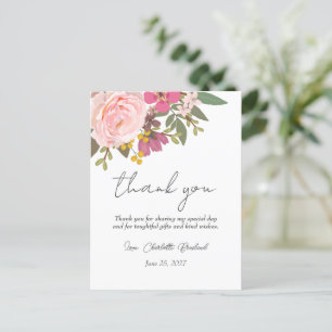 Postal Jardín floral rosa, baby shower de primavera 