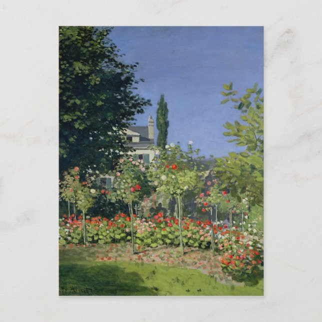 Postal Jardín floreciente de Claude Monet el | en (Anverso)
