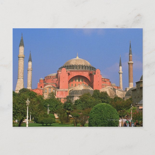 Postal Jardín frente a un museo, Aya Sofya (Anverso)