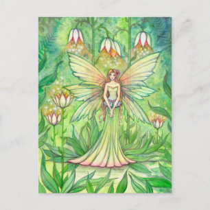 Postal Jardín Iluminado Flor Hada Arte de Fantasía