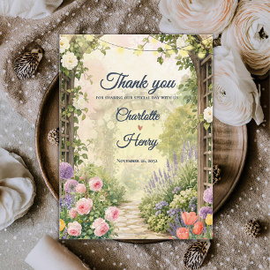 Postal Jardín Inglés Agradecimiento Boda Floral Acuarela