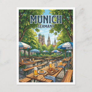 Postal Jardín Inglés Cervecería Munich Alemania