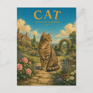 Postal Jardín inglés de gato acuarela GeoSaga