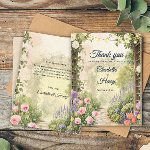 Postal Jardín Inglés Floral Arbor Boda Agradecimiento