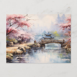 Postal Jardín Japonés de Cerezos en Flor