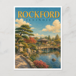 Postal Jardín Japonés de Rockford Illinois GeoSaga