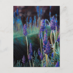 Postal Jardín junto al estanque en Crepúsculo