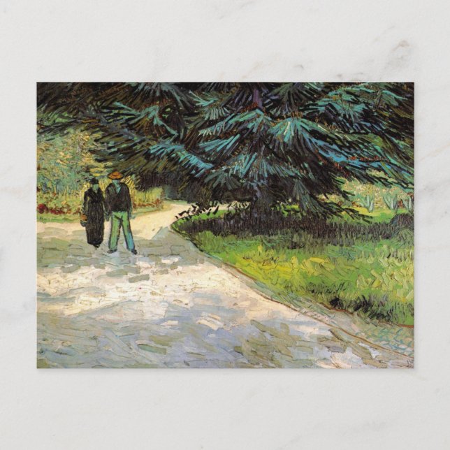 Postal Jardín público con pareja de Vincent van Gogh (Anverso)