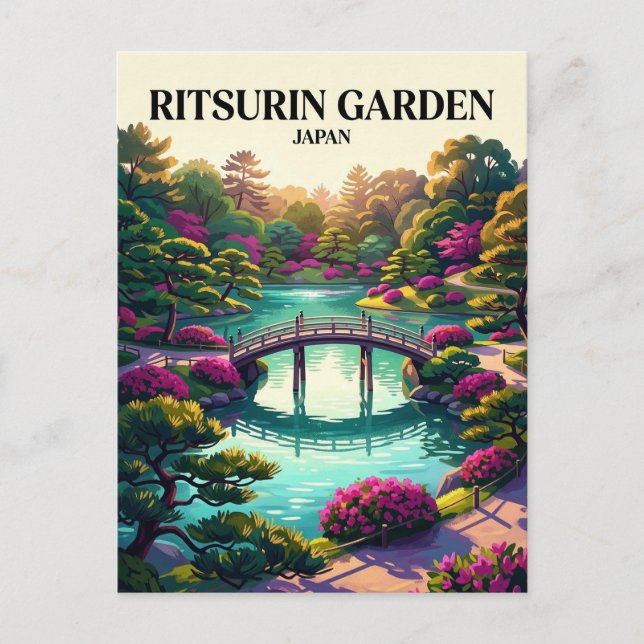 Postal Jardín Ritsurin Japón (Anverso)