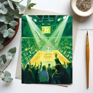 Postal Jardín Verde Baloncesto Boston Acuarela