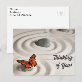 Postal Jardín Zen personalizado, mariposa monarca | Moder