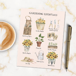 Postal Jardinería Esencial Sunflower Jardín Herramientas 