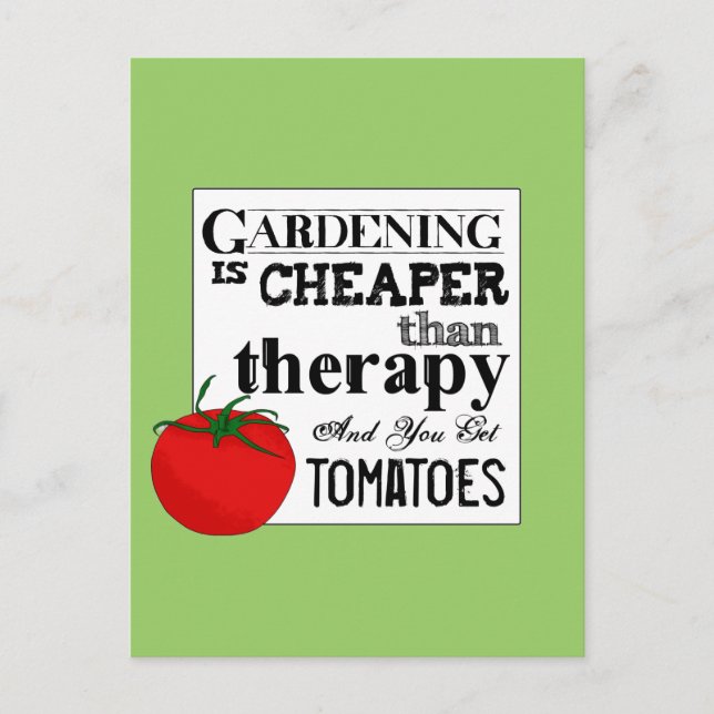 Postal Jardinería = Terapia + Tomates (Anverso)