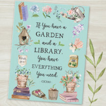 Jardinería y cita de la biblioteca Jardín floral