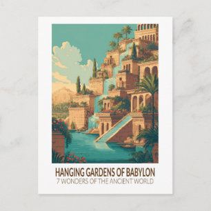 Postal Jardines Colgantes de Babilonia 7 Maravillas del M