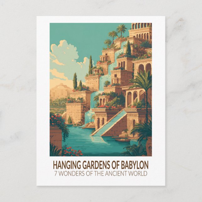 Postal Jardines Colgantes de Babilonia 7 Maravillas del M (Anverso)