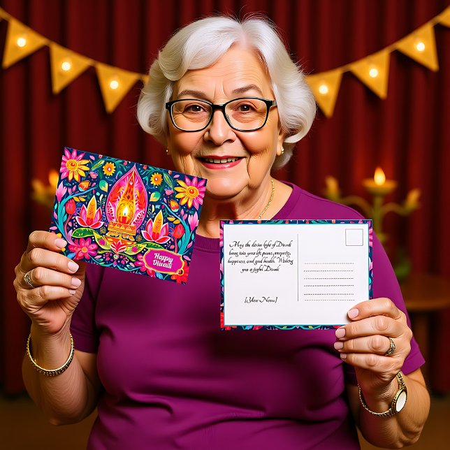 Postal Jardines de Diwali encantados (Enchanted Diwali Gardens Postcard)