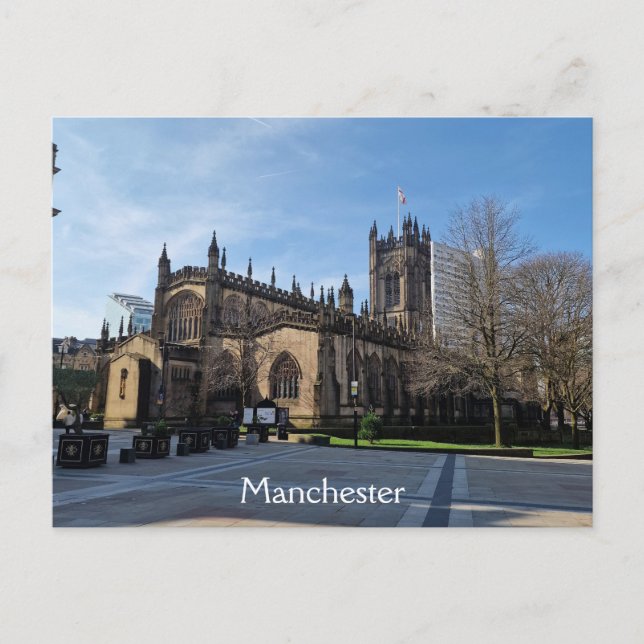 Postal Jardines de la Catedral de Mánchester (Anverso)