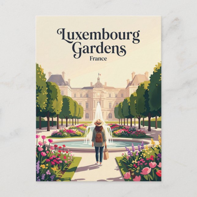 Postal Jardines de Luxemburgo Francia (Anverso)