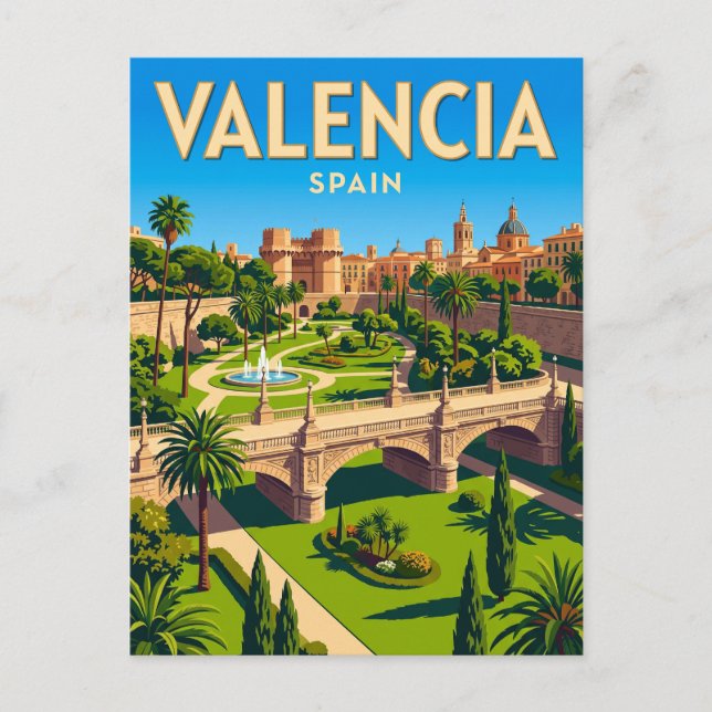 Postal Jardines de Turia España (Anverso)