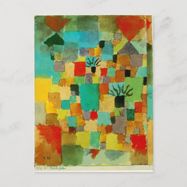 Postal Jardines del sur (tunecino) de Paul Klee (Anverso)