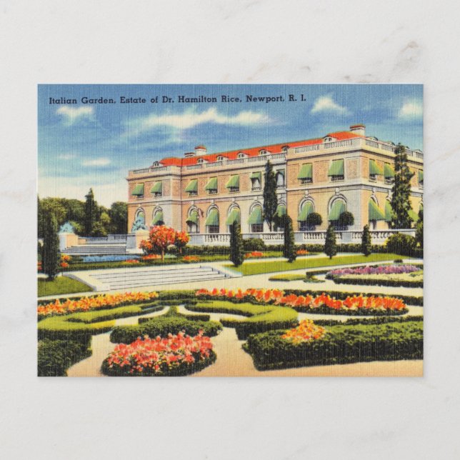 Postal Jardines italianos, Newport, Isla Rhode (Anverso)