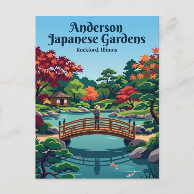 Postal Jardines japoneses Anderson EE. UU. (Anverso)