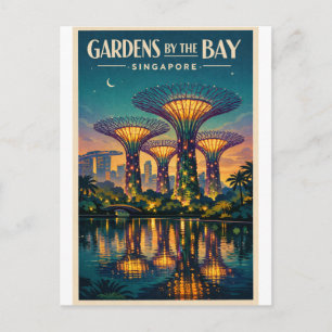 Postal Jardines junto a la bahía en Singapur