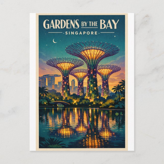 Postal Jardines junto a la bahía en Singapur (Anverso)