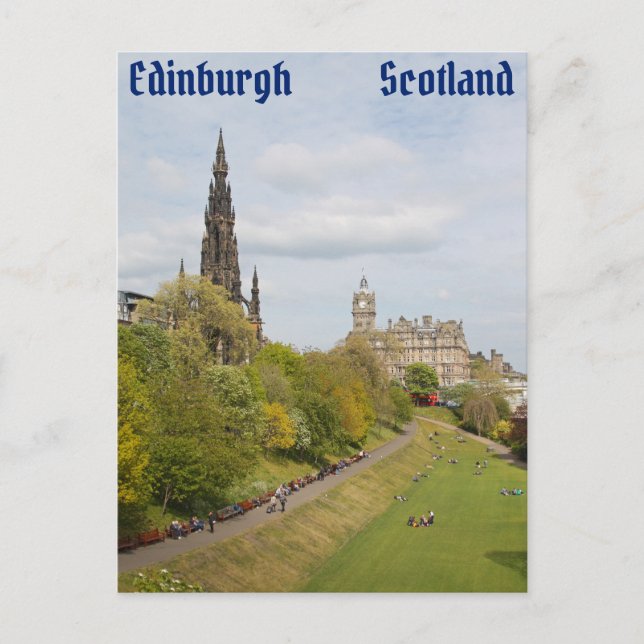 Postal Jardines Princes Street, Edimburgo, Escocia (Anverso)