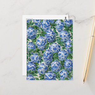 Postal Jarra de jengibre de porcelana china azul