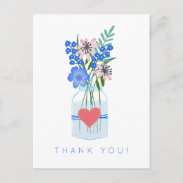 Postal Jarra de Mason Floral Rústica Corazón de Amor Grac