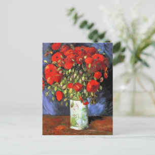 Postal Jarrón con amapolas rojas pintado por Van Gogh