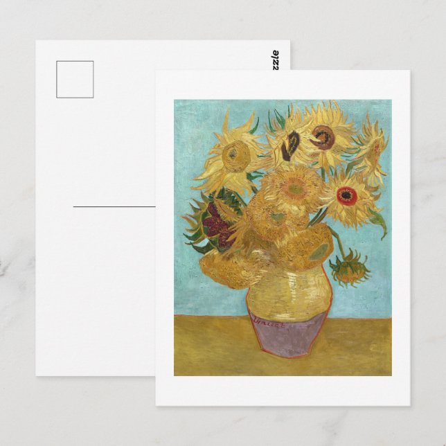 Postal Jarrón con doce girasoles de Vincent van Gogh  (Anverso / Reverso)
